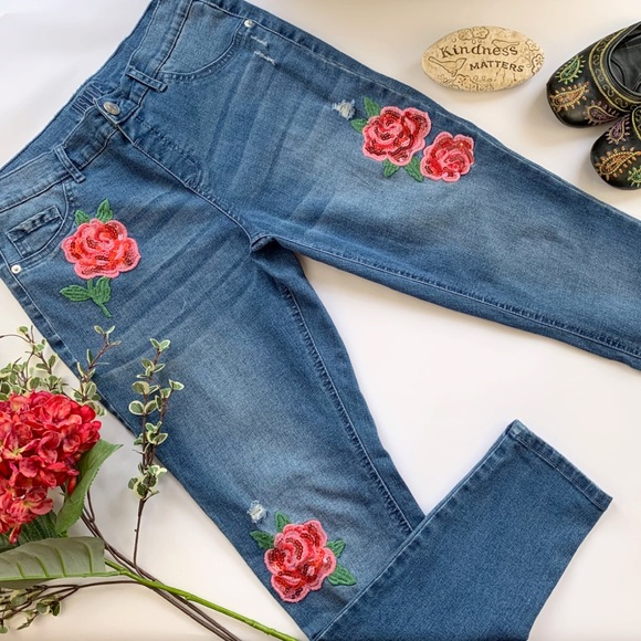 Justice Denim - Justice Rose Sequin Patch Jeggings